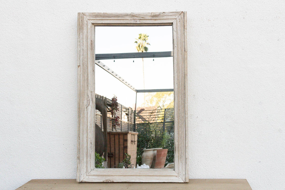 42" Long Antique Sun Bleached Teak Mirror (Trade)