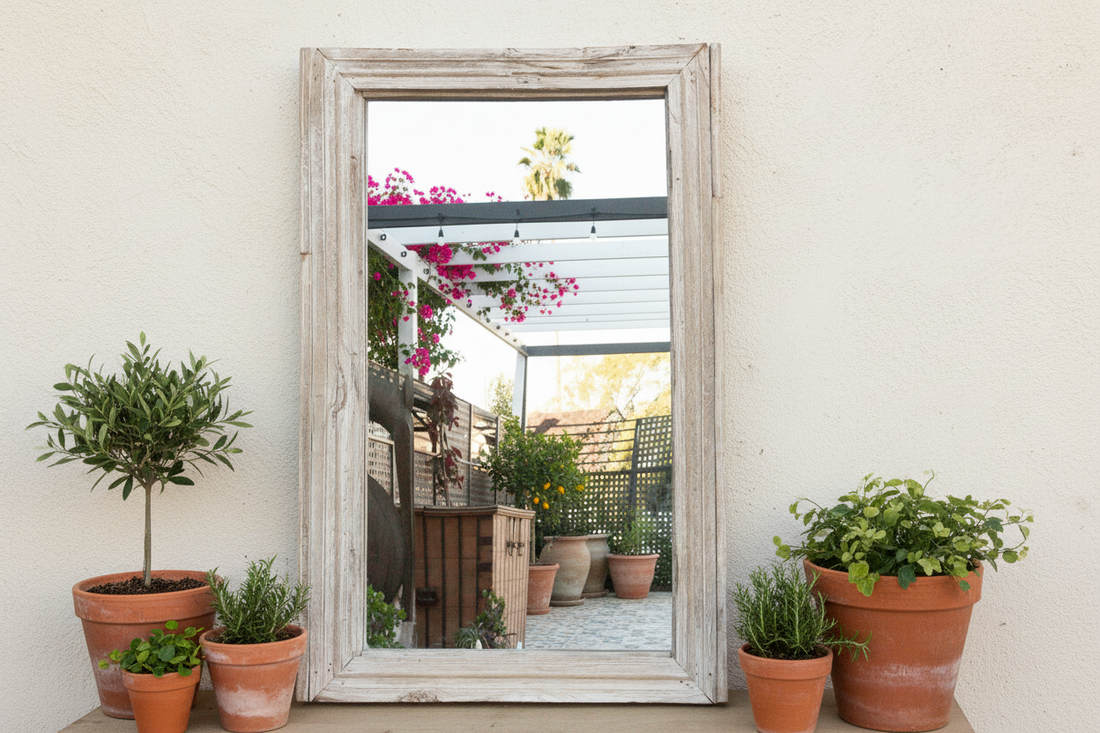 42" Long Antique Sun Bleached Teak Mirror (Trade)