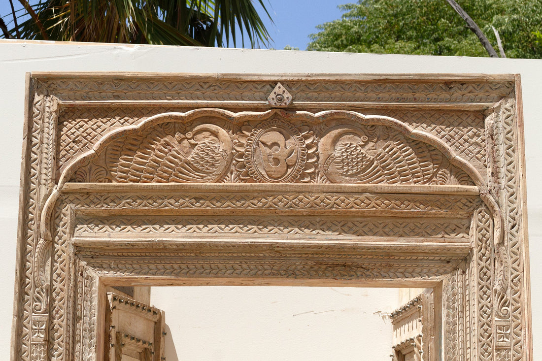 Monumental Antique Indian Teak Krishna Door