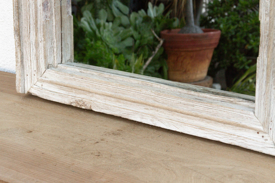 42" Long Antique Sun Bleached Teak Mirror (Trade)