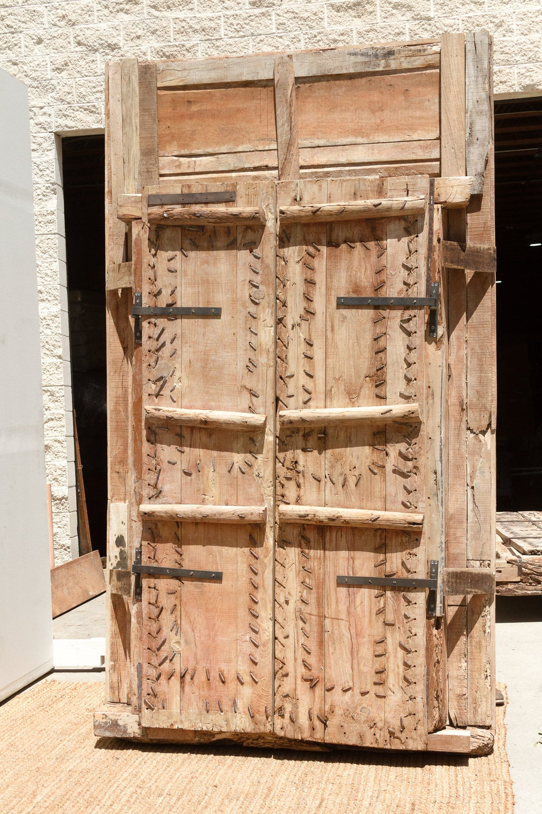 Monumental Antique Indian Teak Krishna Door