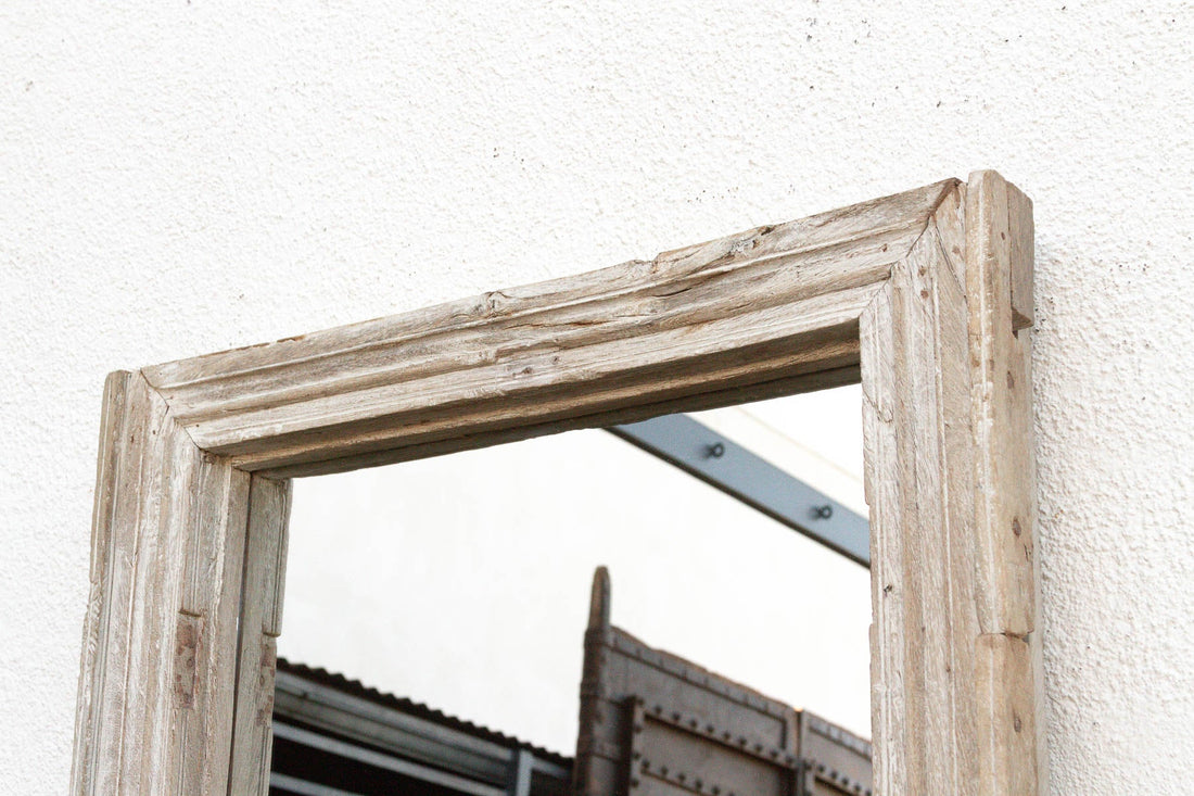 42" Long Antique Sun Bleached Teak Mirror (Trade)