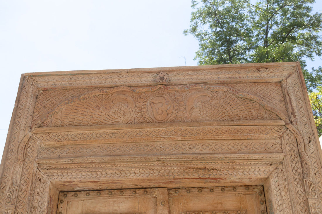 Monumental Antique Indian Teak Krishna Door