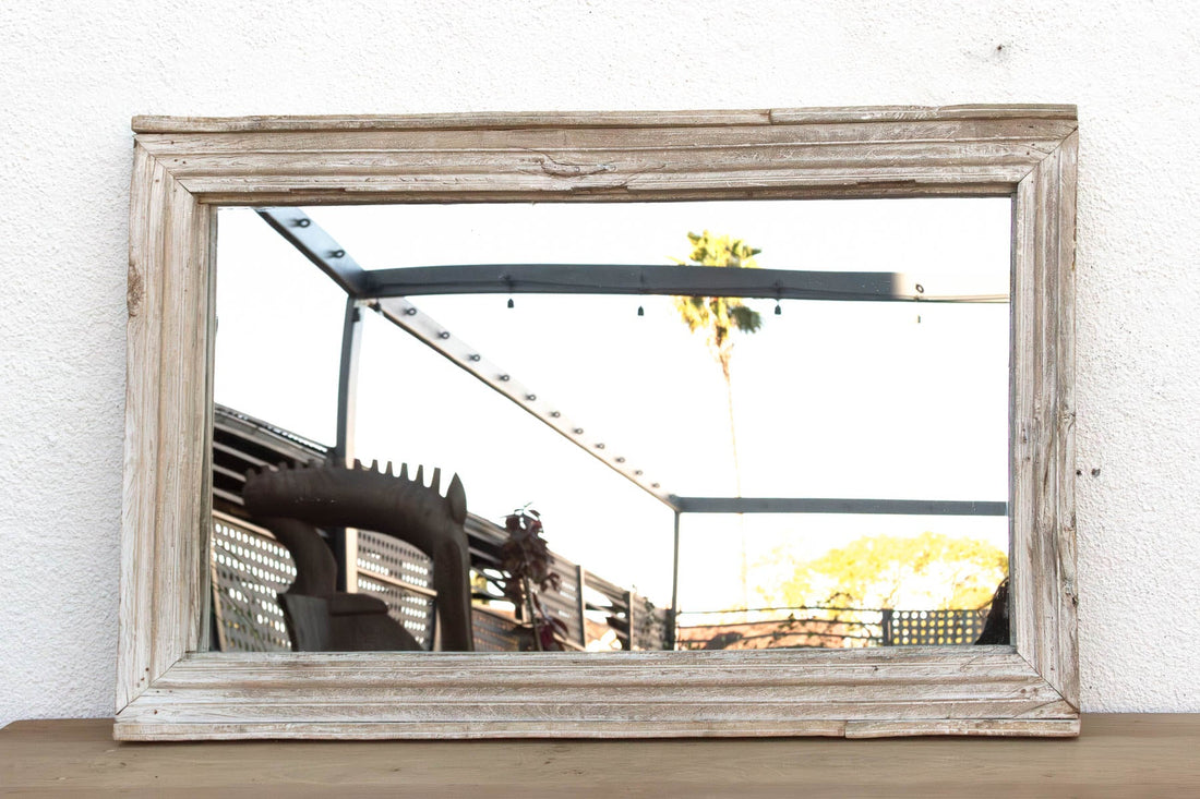 42" Long Antique Sun Bleached Teak Mirror (Trade)