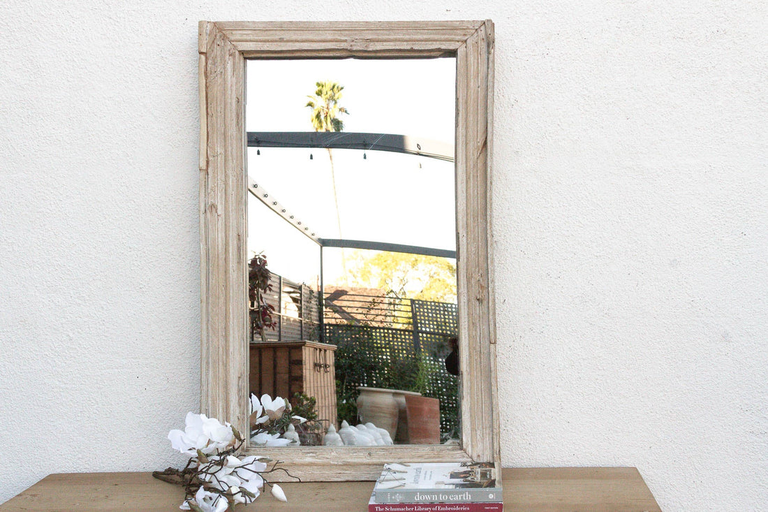 Robust Framed Architechural Salvage Teak Mirror (Trade)