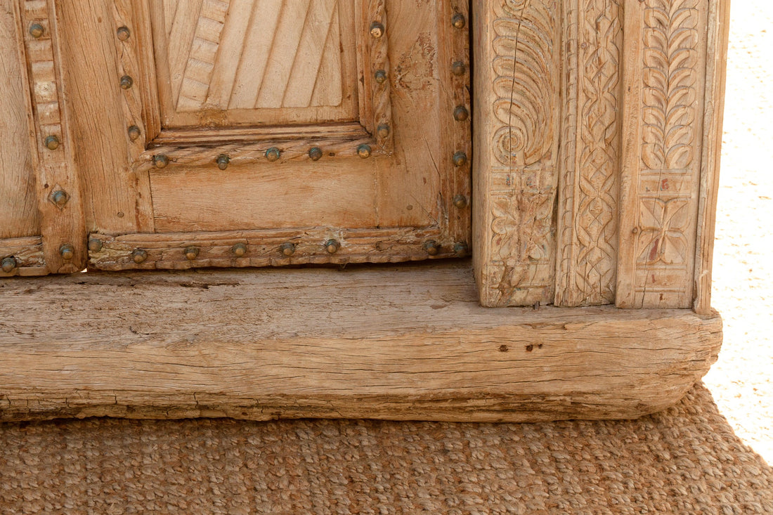 Monumental Antique Indian Teak Krishna Door