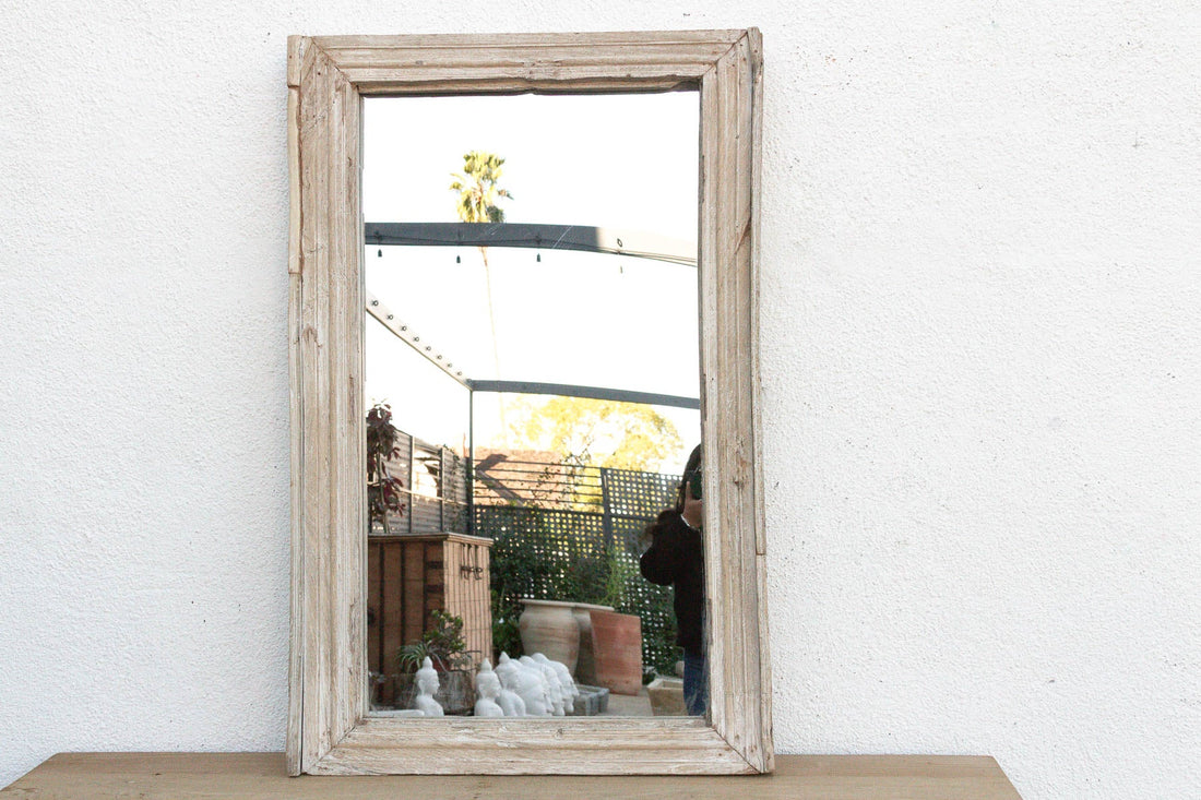 Robust Framed Architechural Salvage Teak Mirror (Trade)