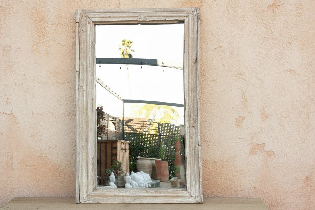 Robust Framed Architechural Salvage Teak Mirror (Trade)