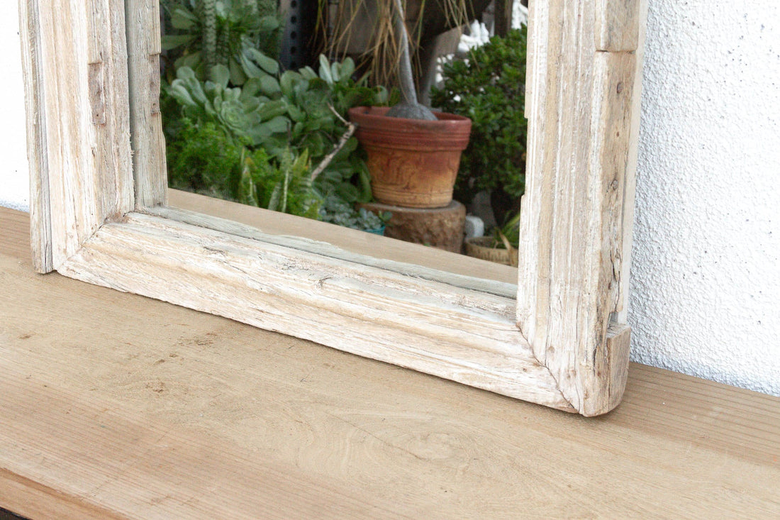 Robust Framed Architechural Salvage Teak Mirror (Trade)