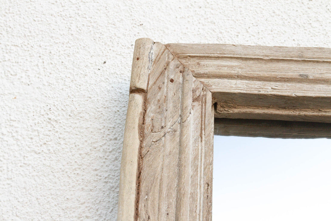 Robust Framed Architechural Salvage Teak Mirror (Trade)
