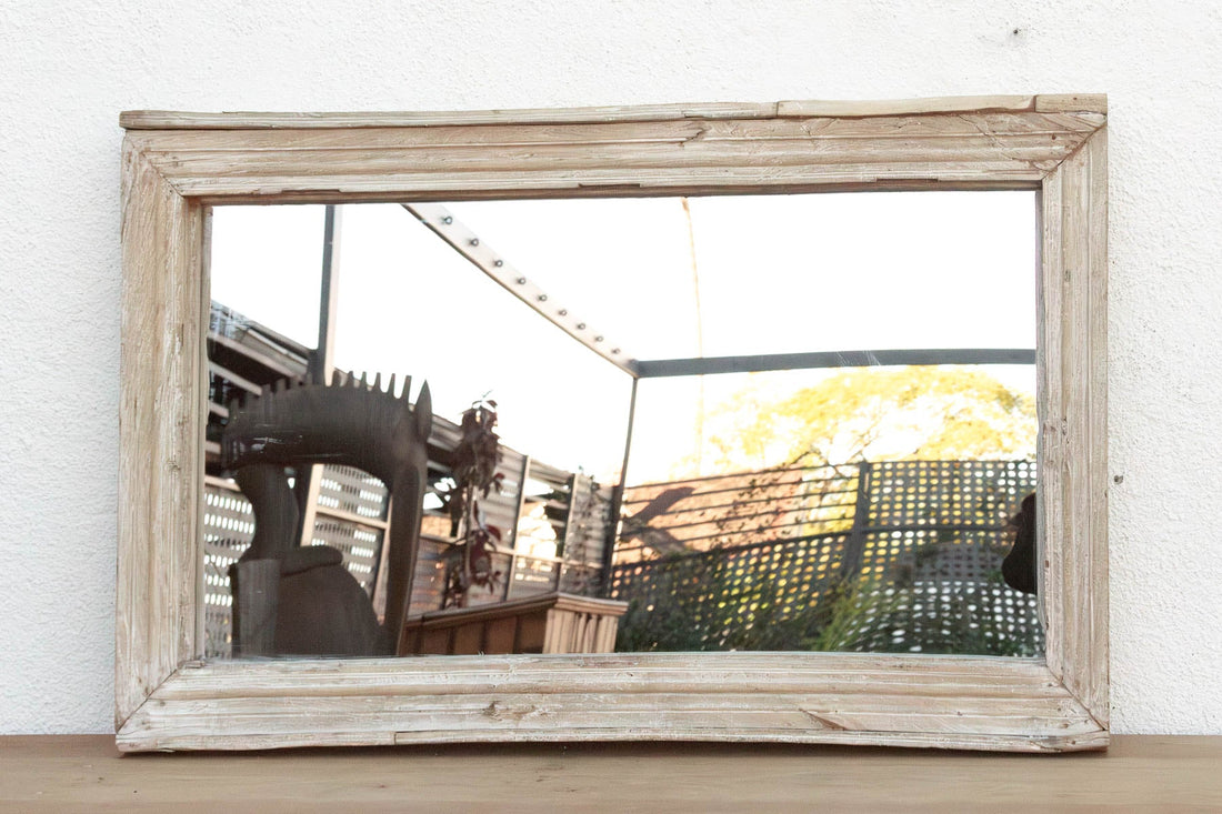 Robust Framed Architechural Salvage Teak Mirror (Trade)