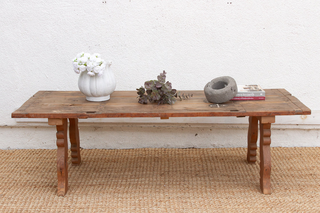 Antique Oxidized Teak South India Coffee Table (Trade)