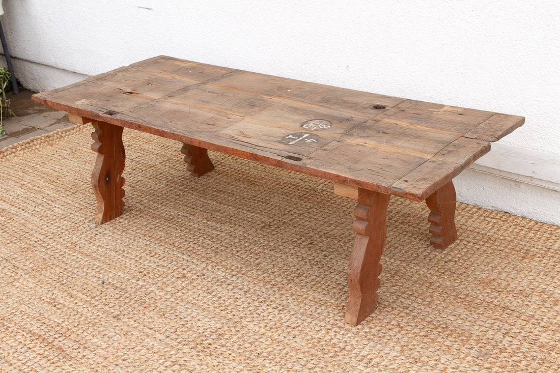 Antique Oxidized Teak South India Coffee Table (Trade)