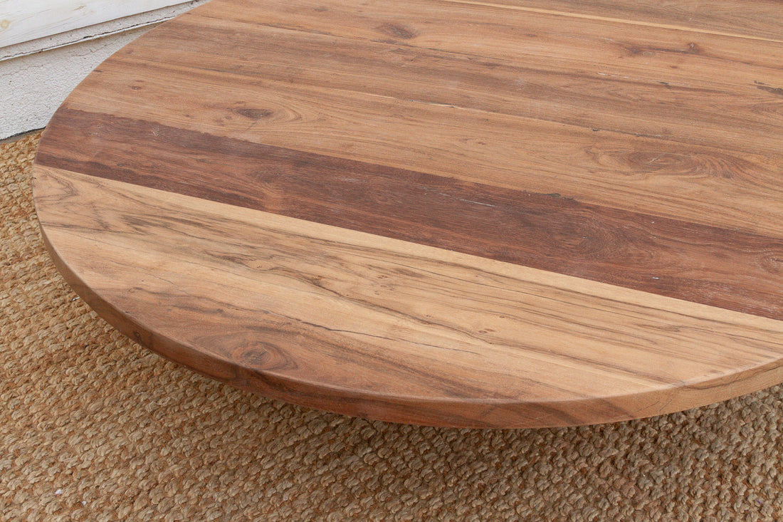 48" DM Round Sculptural Teak Coffee Table
