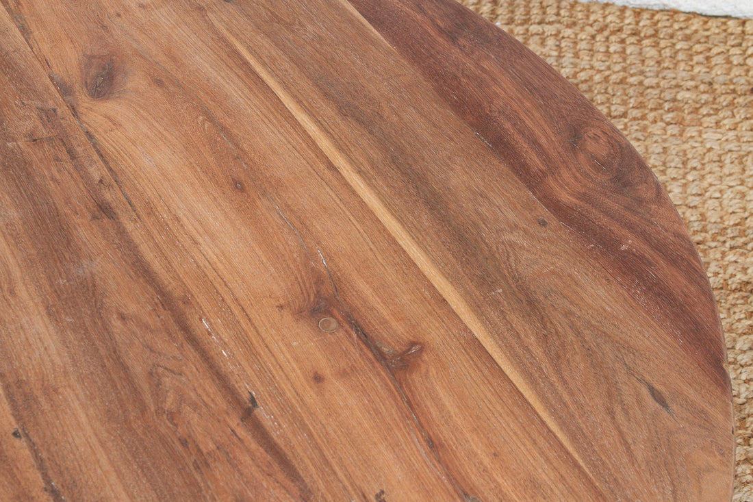 48" DM Round Sculptural Teak Coffee Table