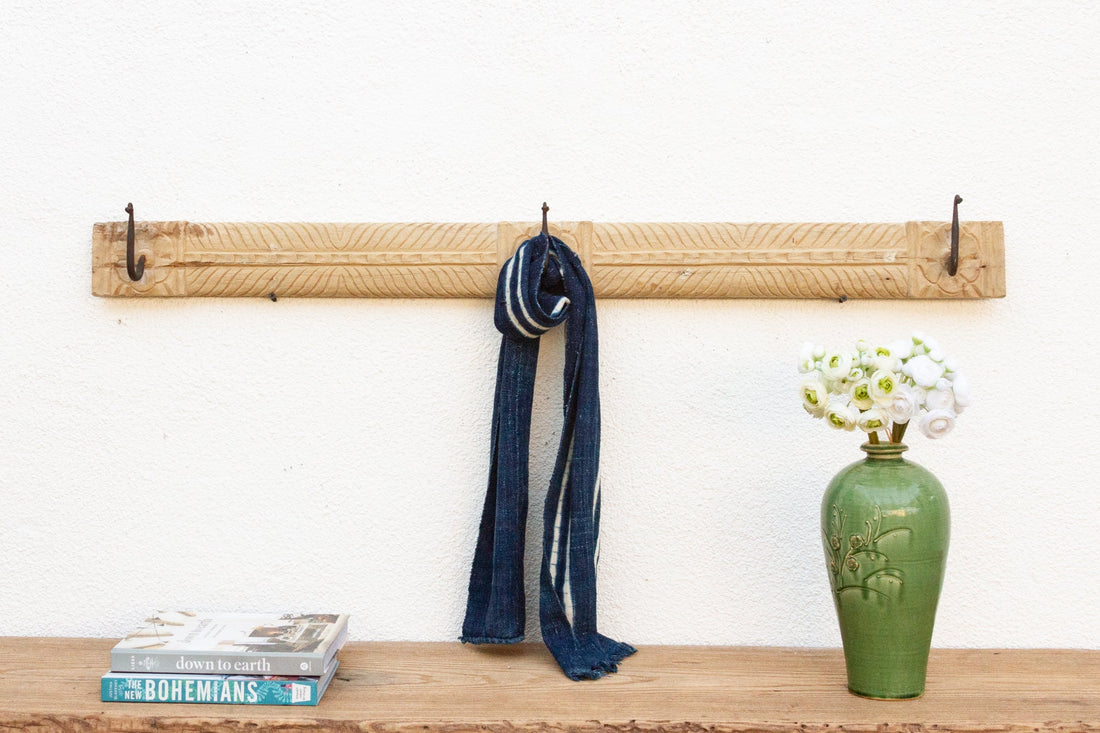 Farmhouse Style Carved Teak Wall Hook
