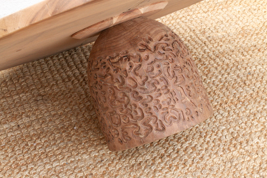 48" DM Round Sculptural Teak Coffee Table
