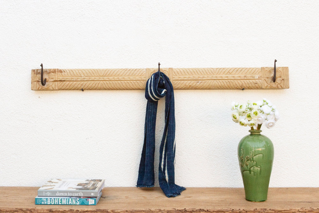 Farmhouse Style Carved Teak Wall Hook