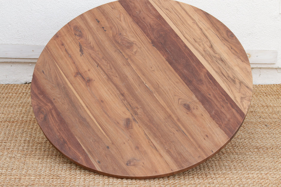 48" DM Round Sculptural Teak Coffee Table (Trade)