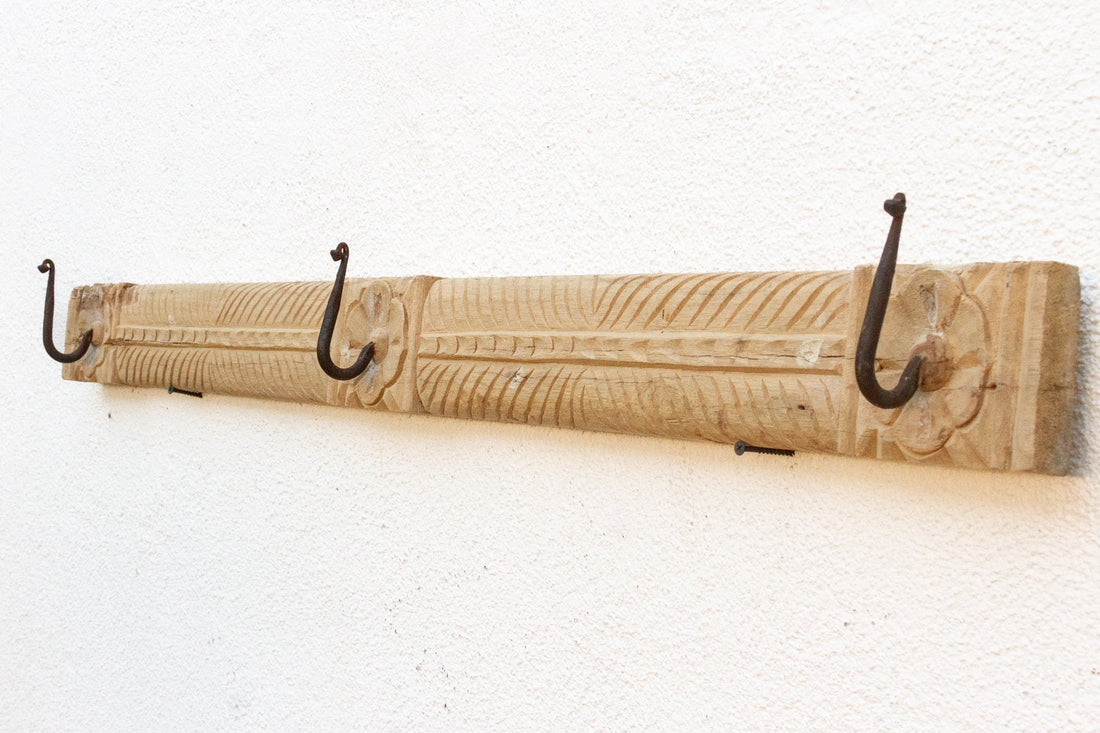 Farmhouse Style Carved Teak Wall Hook