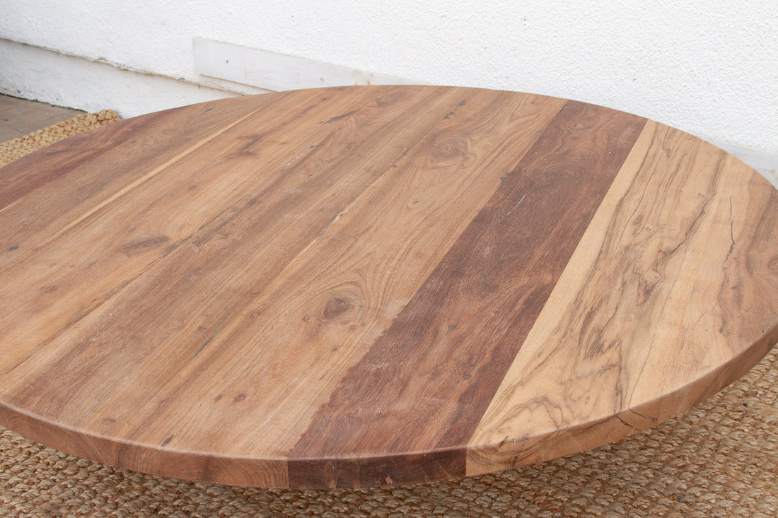 48" DM Round Sculptural Teak Coffee Table