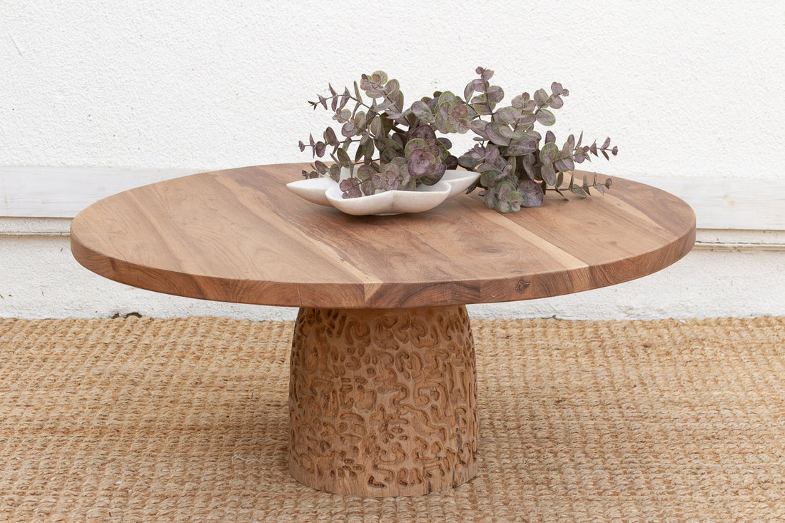 Reclaimed Teak Organic Modern Round Coffee Table (Trade)