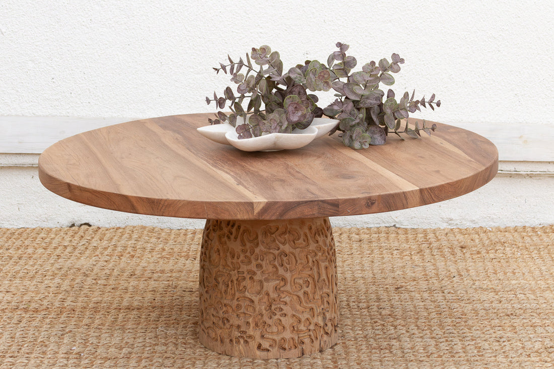 Reclaimed Teak Organic Modern Round Coffee Table (Trade)