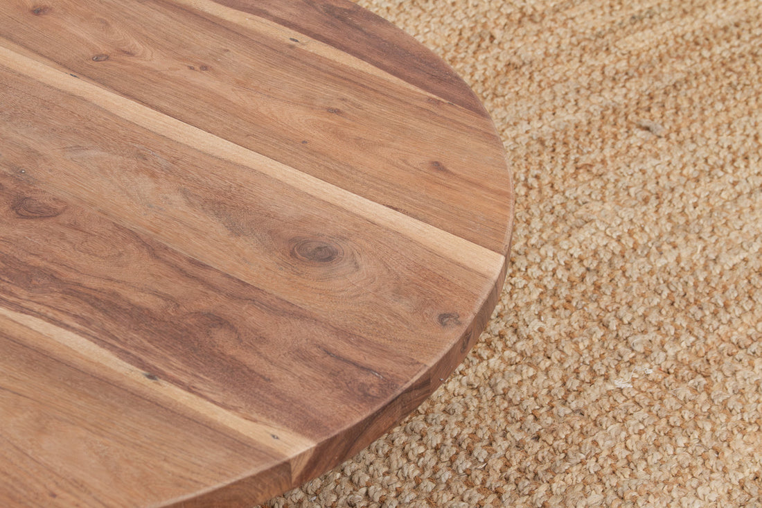 Reclaimed Teak Organic Modern Round Coffee Table (Trade)