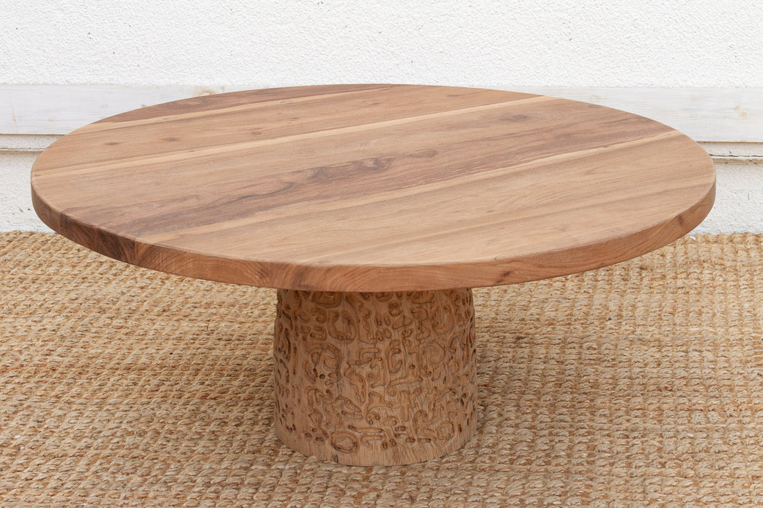 Reclaimed Teak Organic Modern Round Coffee Table