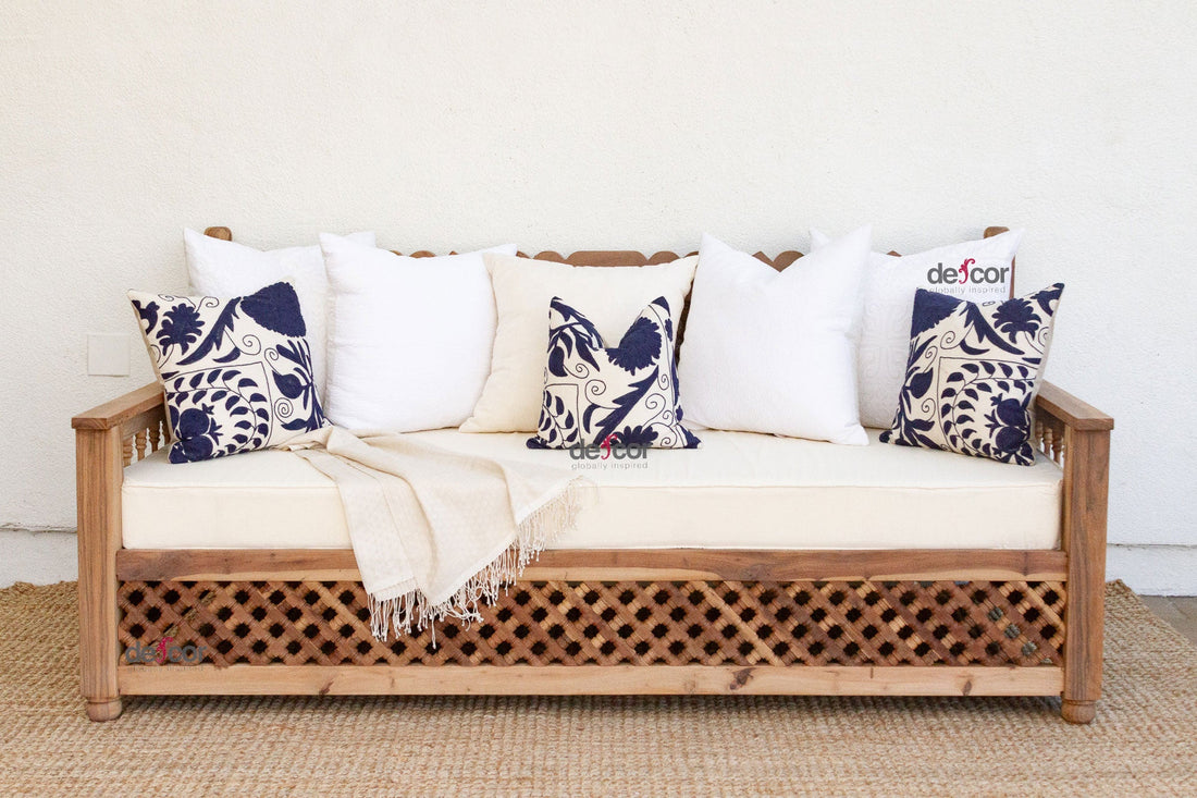 84" Long Reclaimed Moroccan Teak Mousharabi Daybed