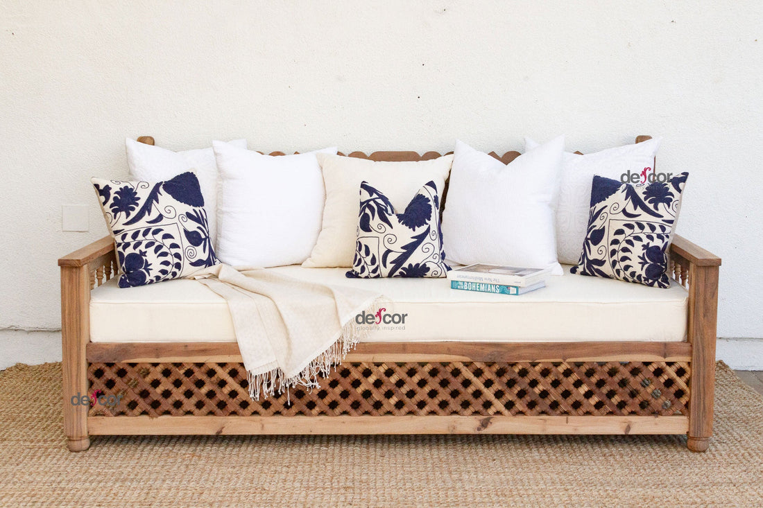 84" Long Reclaimed Moroccan Teak Mousharabi Daybed