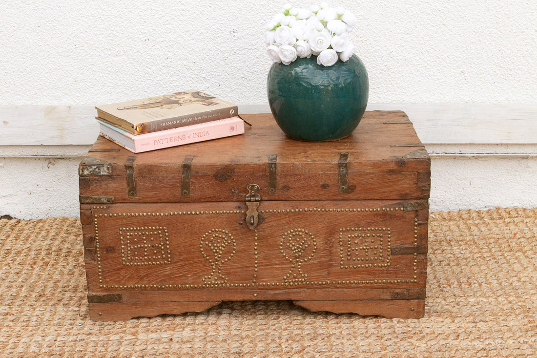 Antique Zanzibar Brass Bound Teak Chest (Trade)