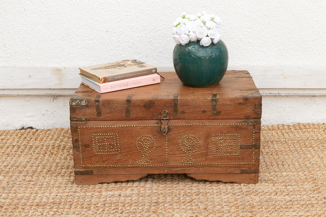 Antique Zanzibar Brass Bound Teak Chest (Trade)