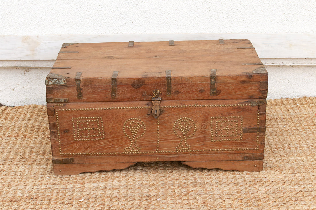 Antique Zanzibar Brass Bound Teak Chest (Trade)