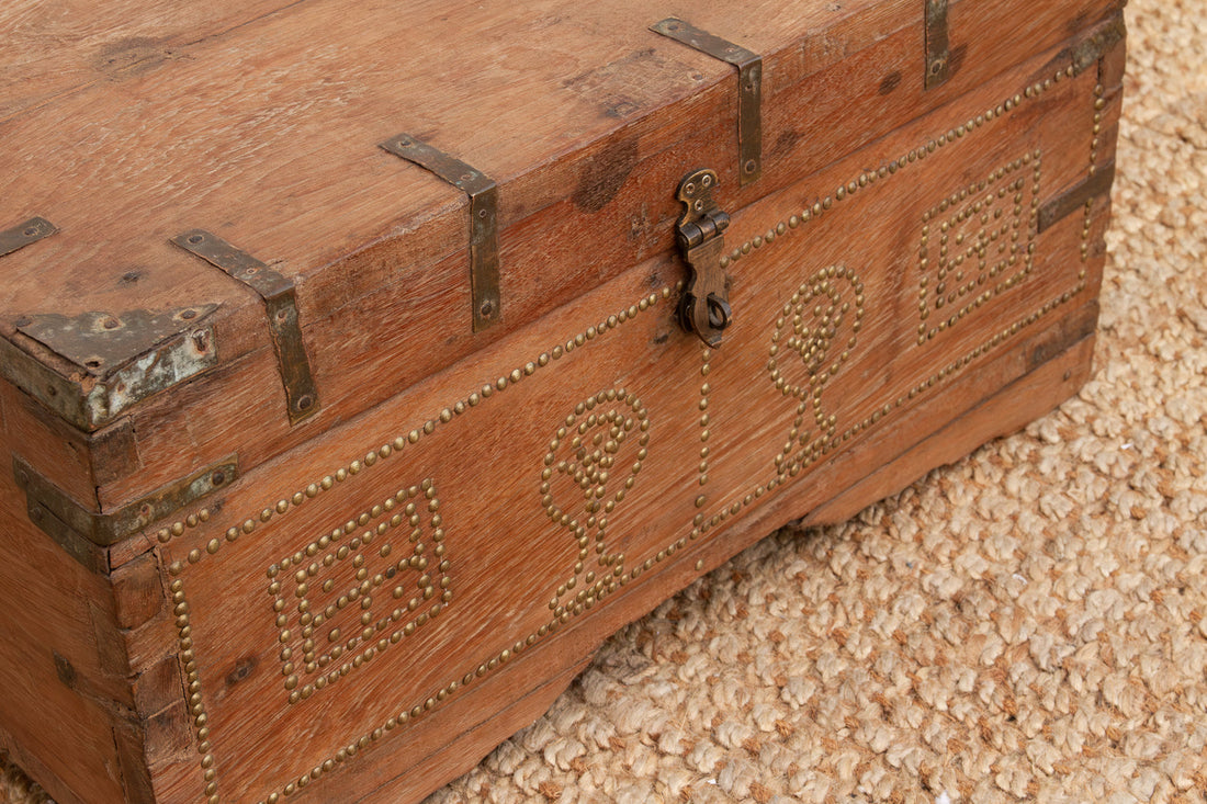 Antique Zanzibar Brass Bound Teak Chest (Trade)