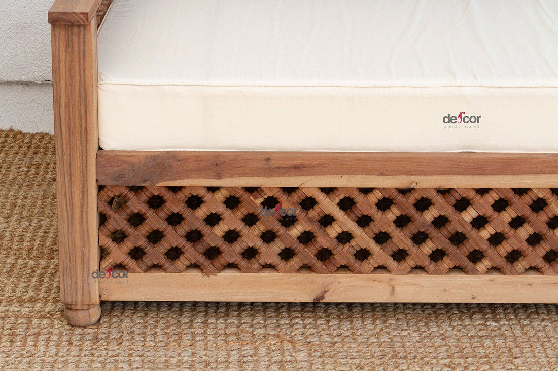 84" Long Reclaimed Moroccan Teak Mousharabi Daybed