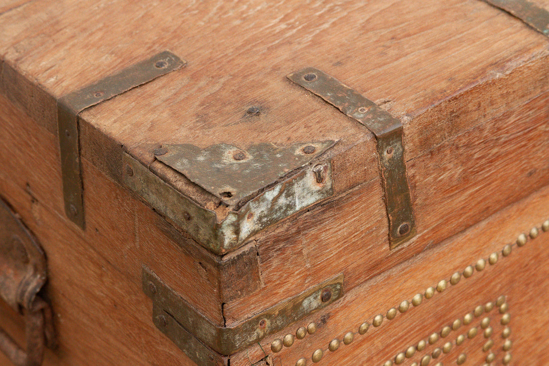 Antique Zanzibar Brass Bound Teak Chest (Trade)