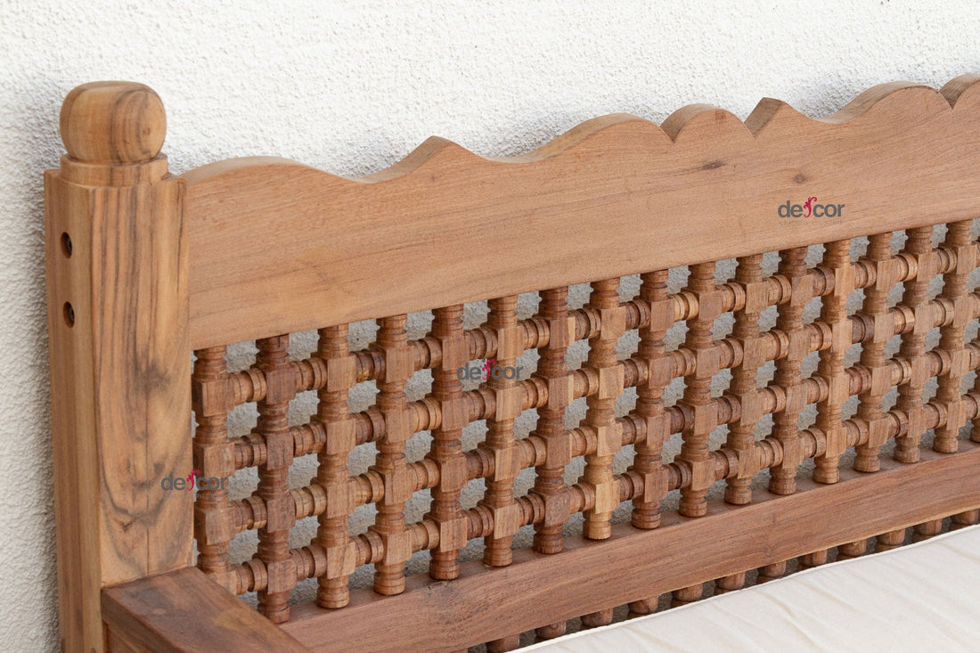 84" Long Reclaimed Moroccan Teak Mousharabi Daybed