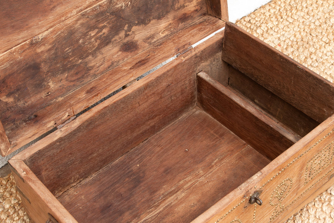 Antique Zanzibar Brass Bound Teak Chest