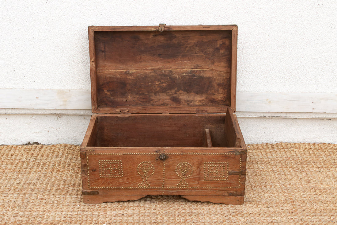 Antique Zanzibar Brass Bound Teak Chest