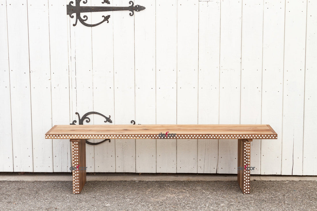 Reclaimed Teak Parson Mother of Pearl Inlay Bench (Trade)