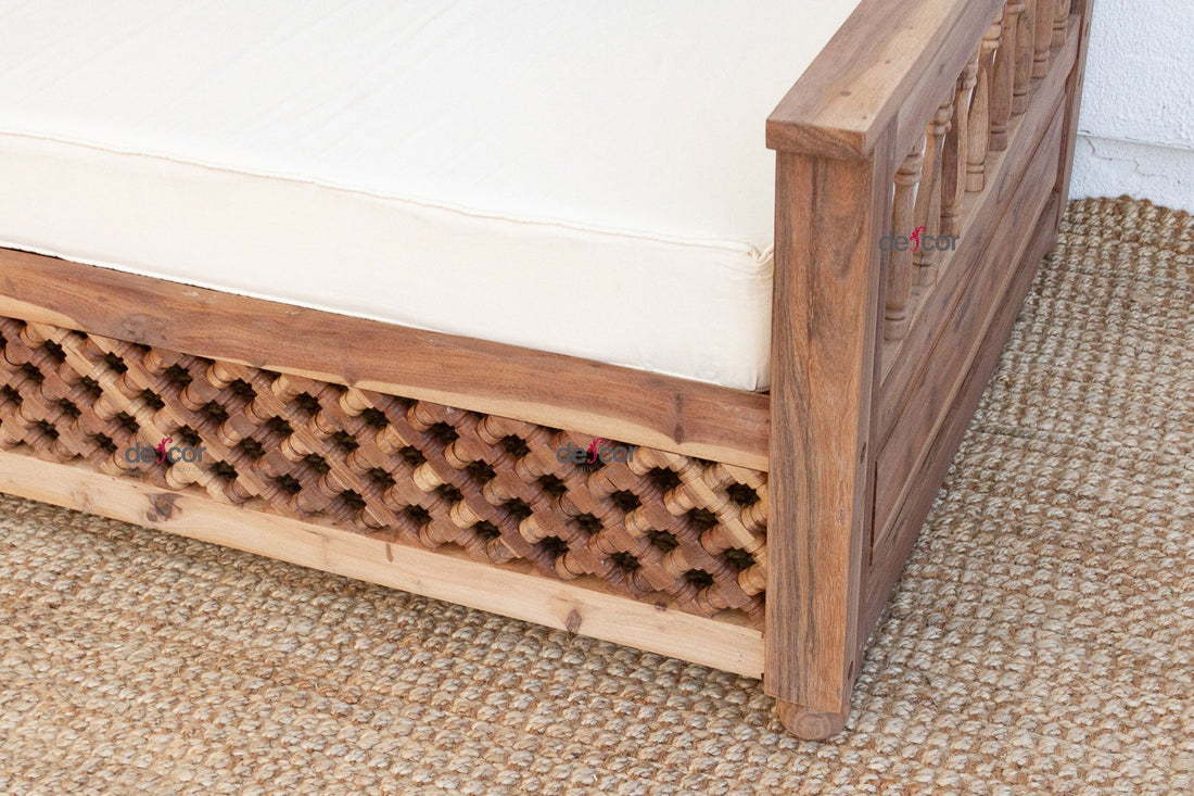 84" Long Reclaimed Moroccan Teak Mousharabi Daybed