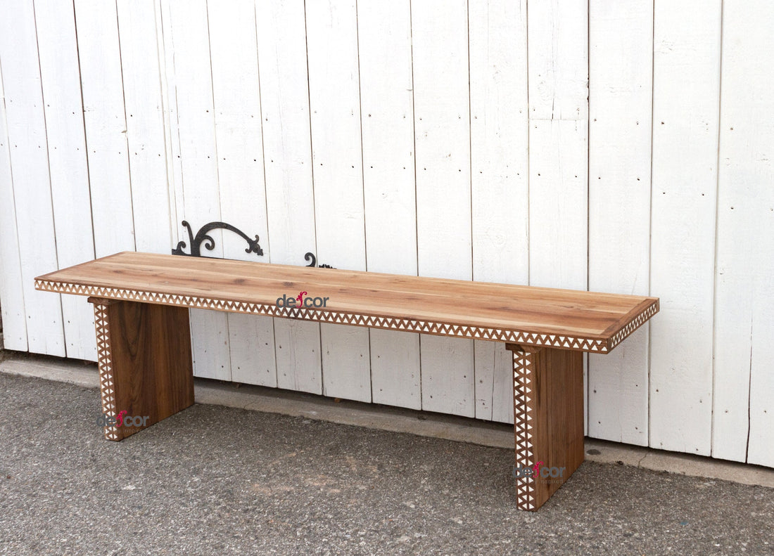 Reclaimed Teak Parson Mother of Pearl Inlay Bench (Trade)