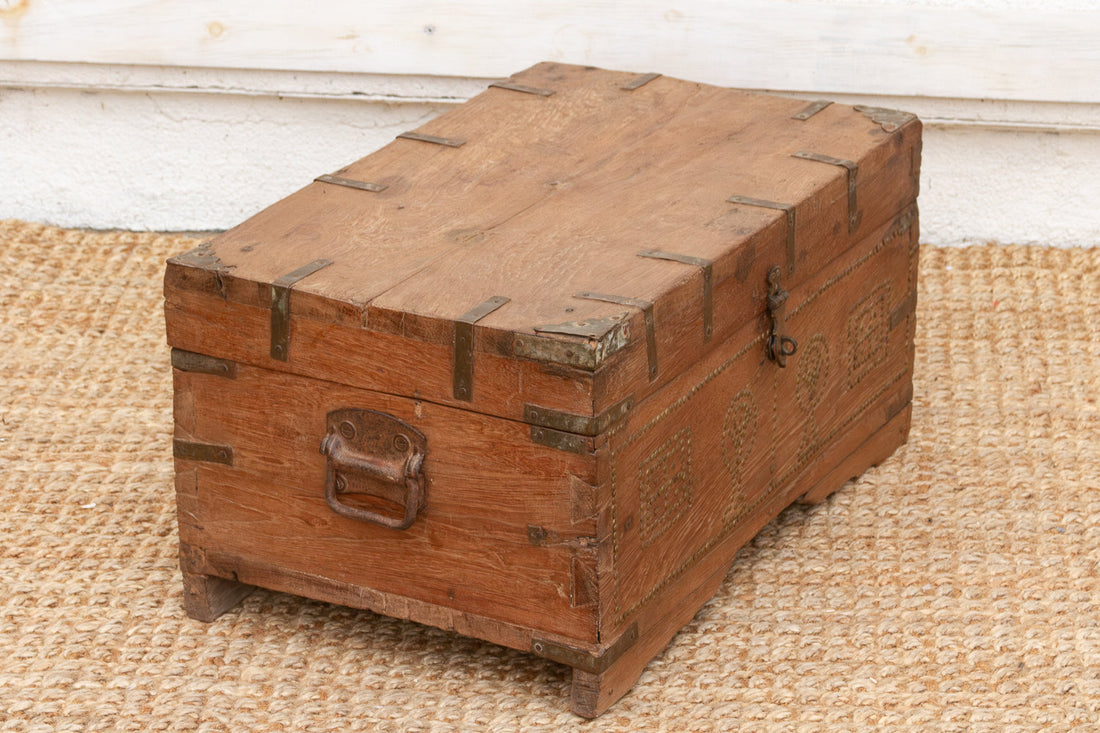 Antique Zanzibar Brass Bound Teak Chest (Trade)