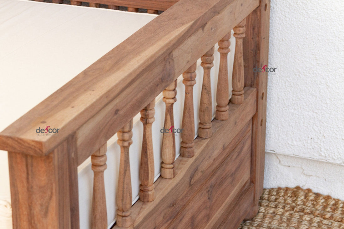 84" Long Reclaimed Moroccan Teak Mousharabi Daybed