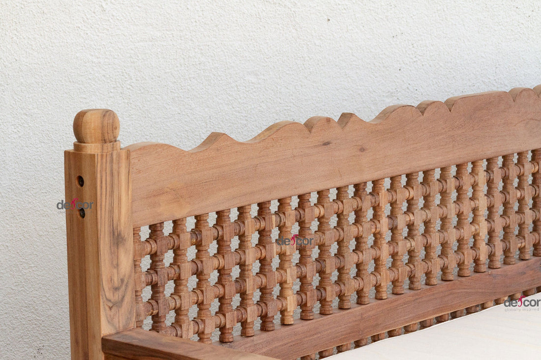 84" Long Reclaimed Moroccan Teak Mousharabi Daybed