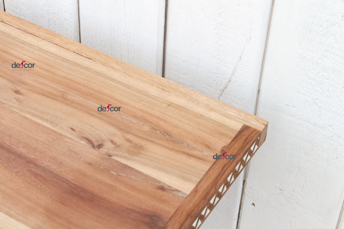 Reclaimed Teak Parson Mother of Pearl Inlay Bench