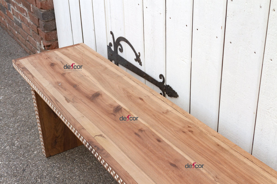 Reclaimed Teak Parson Mother of Pearl Inlay Bench (Trade)