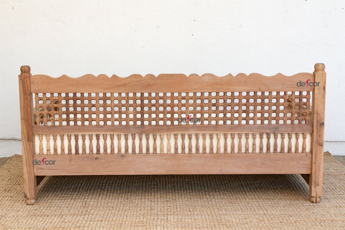 84" Long Reclaimed Moroccan Teak Mousharabi Daybed