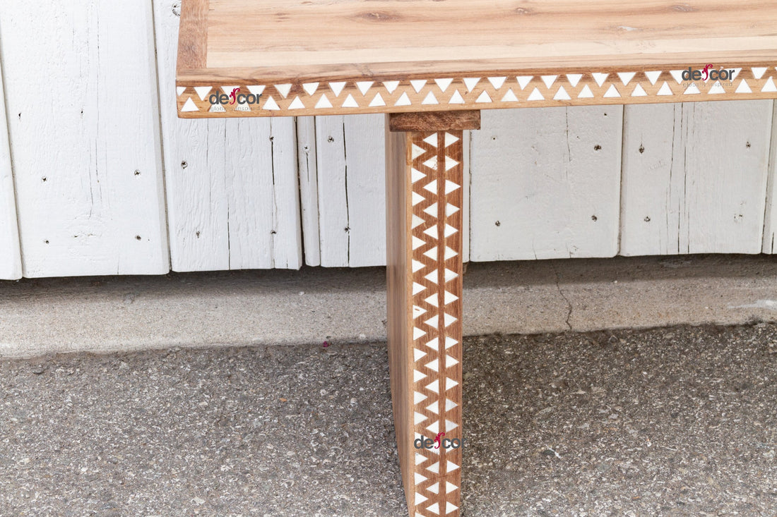 Reclaimed Teak Parson Mother of Pearl Inlay Bench (Trade)